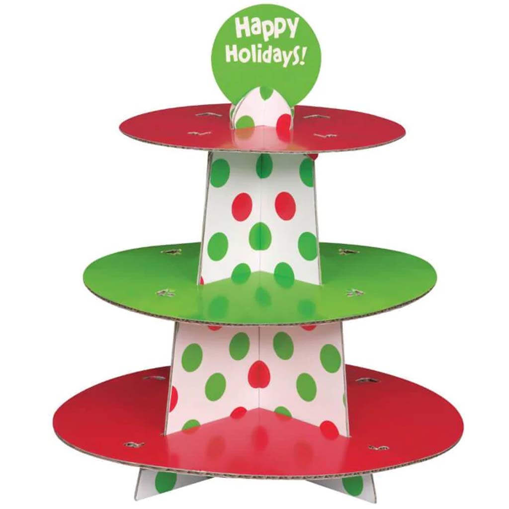 Red &amp; Green Dots Cupcake Stand 