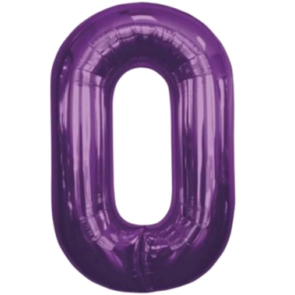 FOIL BALLOON NUMBER 0 PURPLE 34in