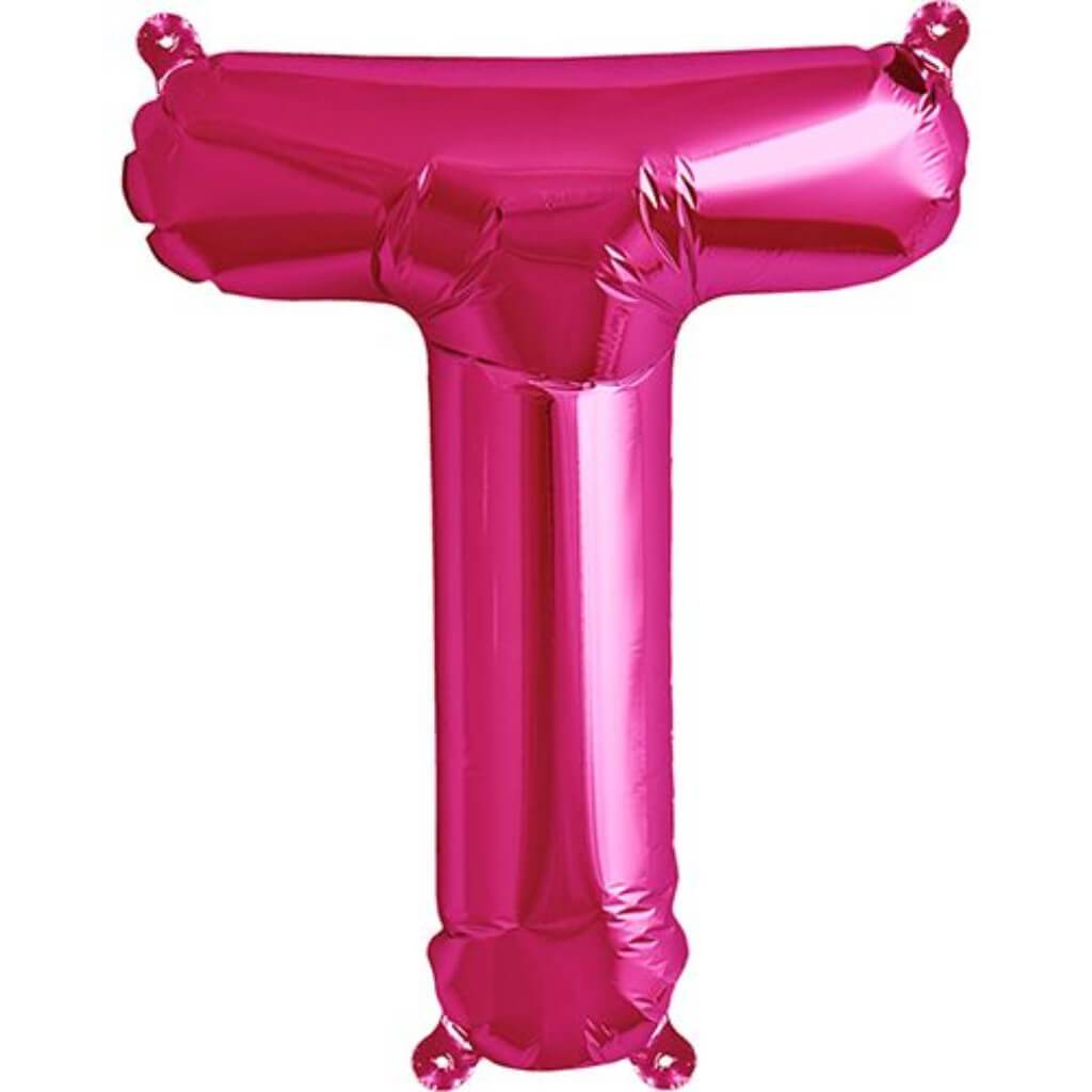 Foil Balloon Letter T  16in Magenta