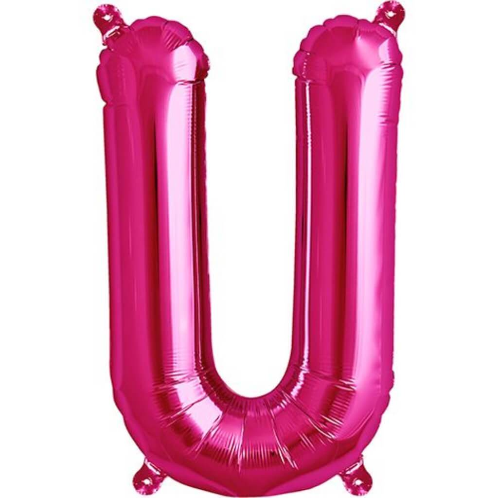 Foil Balloon Letter U  16in Magenta