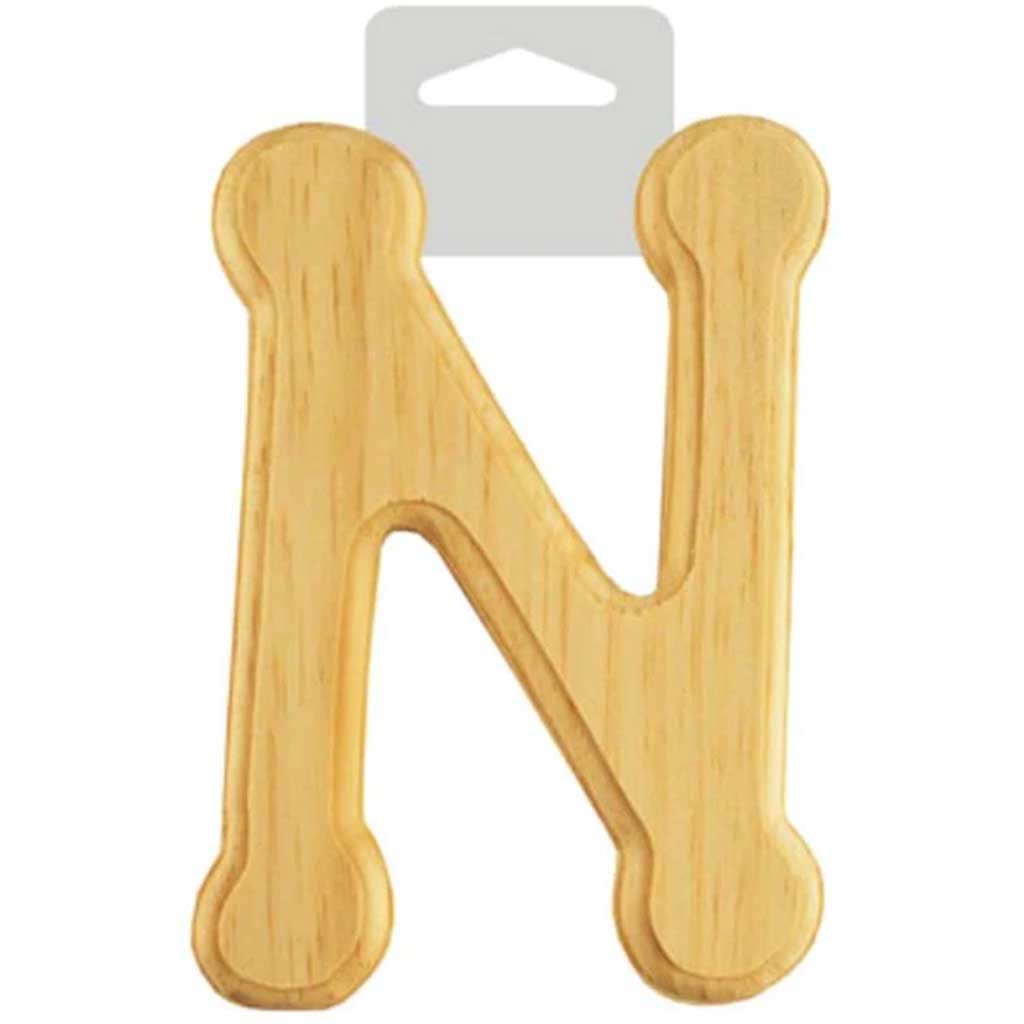 Wood Letter Bevel Cut Natural N 6in