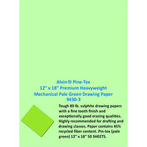 Mechanical Drawing Paper Premium Heavyweight 12in x 18in Pale Green 