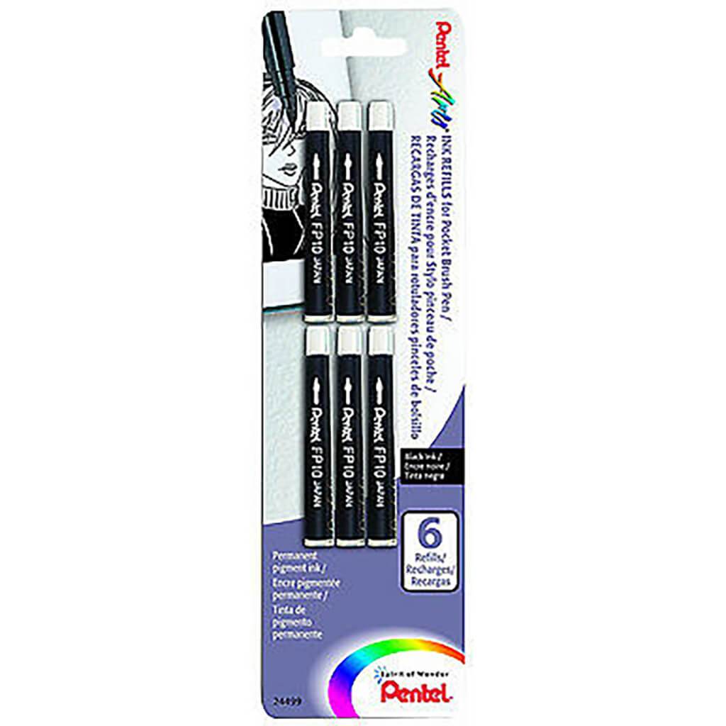 Pocket Brush Pen Refills Black 6ct