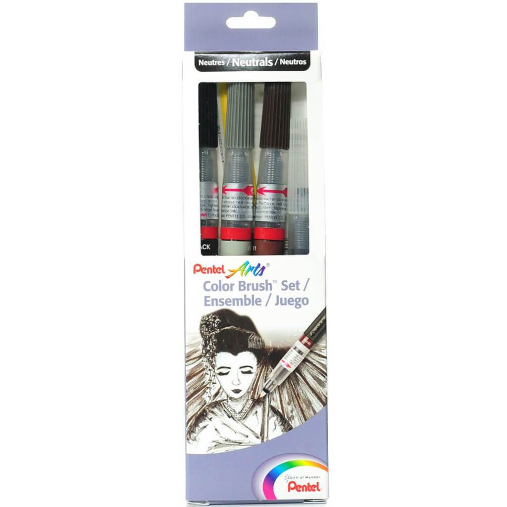 Color Brush Ink Pen Water Base 4pcs