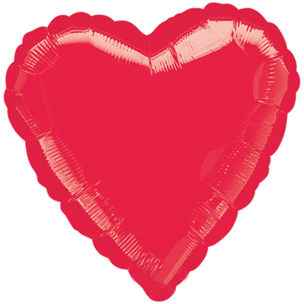 Heart Solid Color Foil Balloon, 18in Metallic Red 