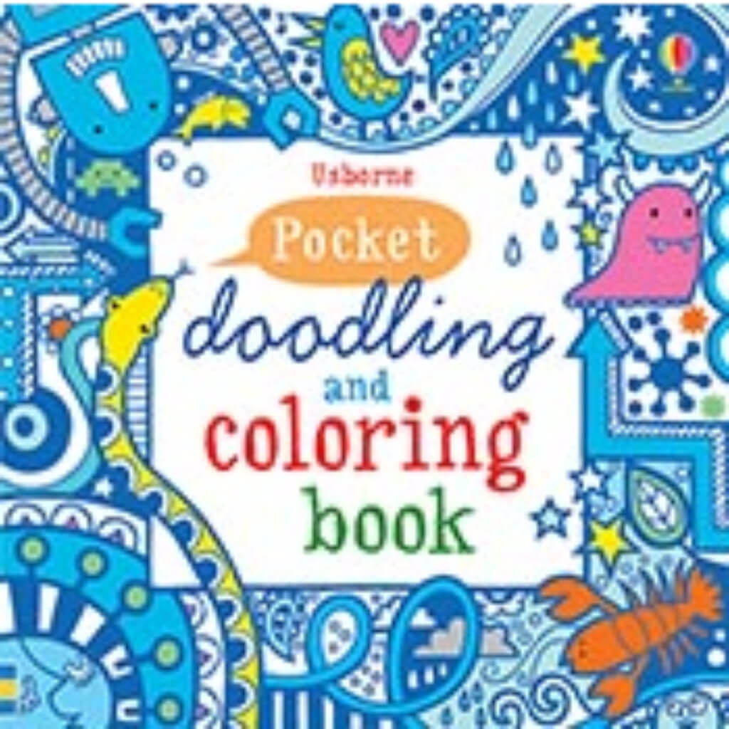 Pocket Doodling and Coloring Book Blue