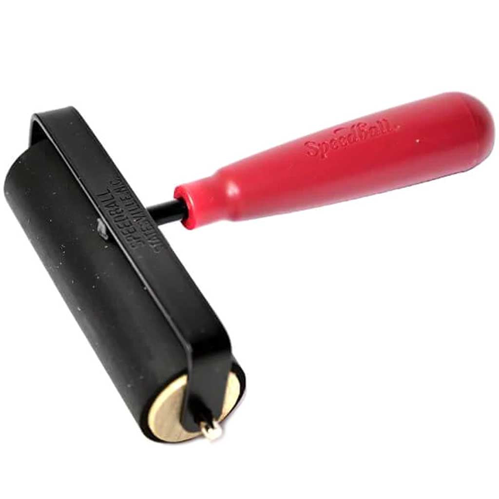 Deluxe Hard Rubber Brayer with Heavy-Duty Steel Frame 4in