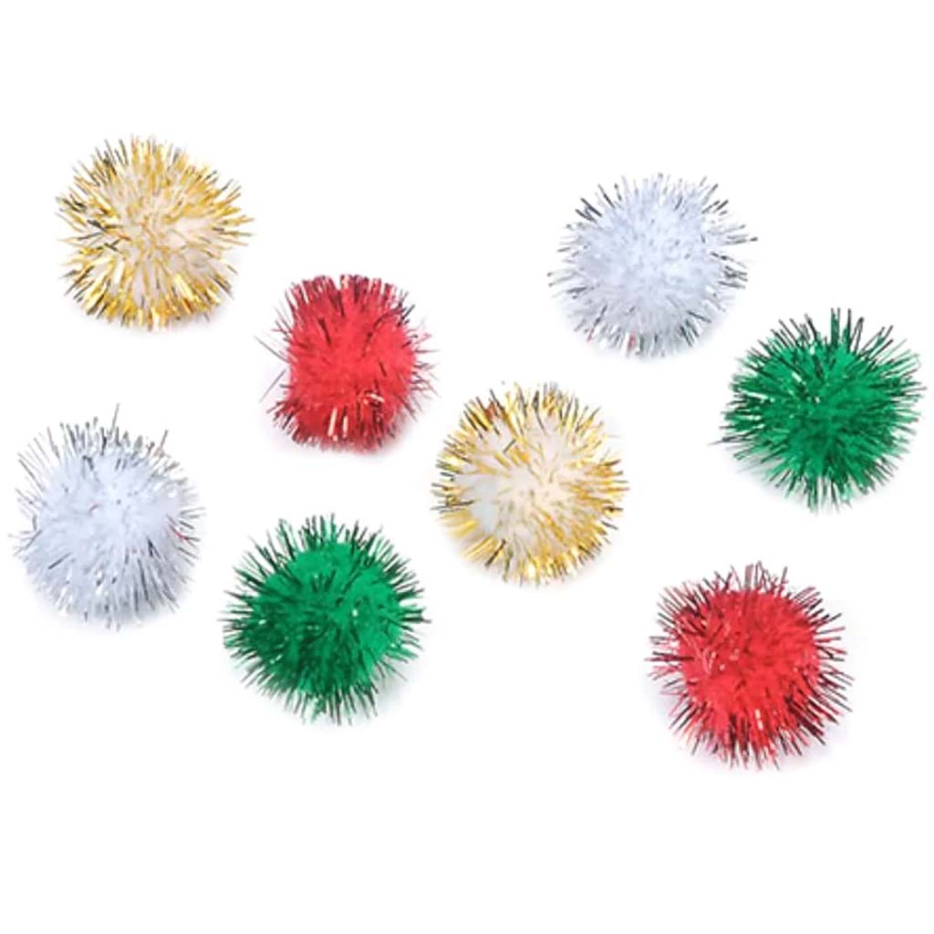 Tinsel Pom-Poms Christmas 0.5 inch 80 pieces 