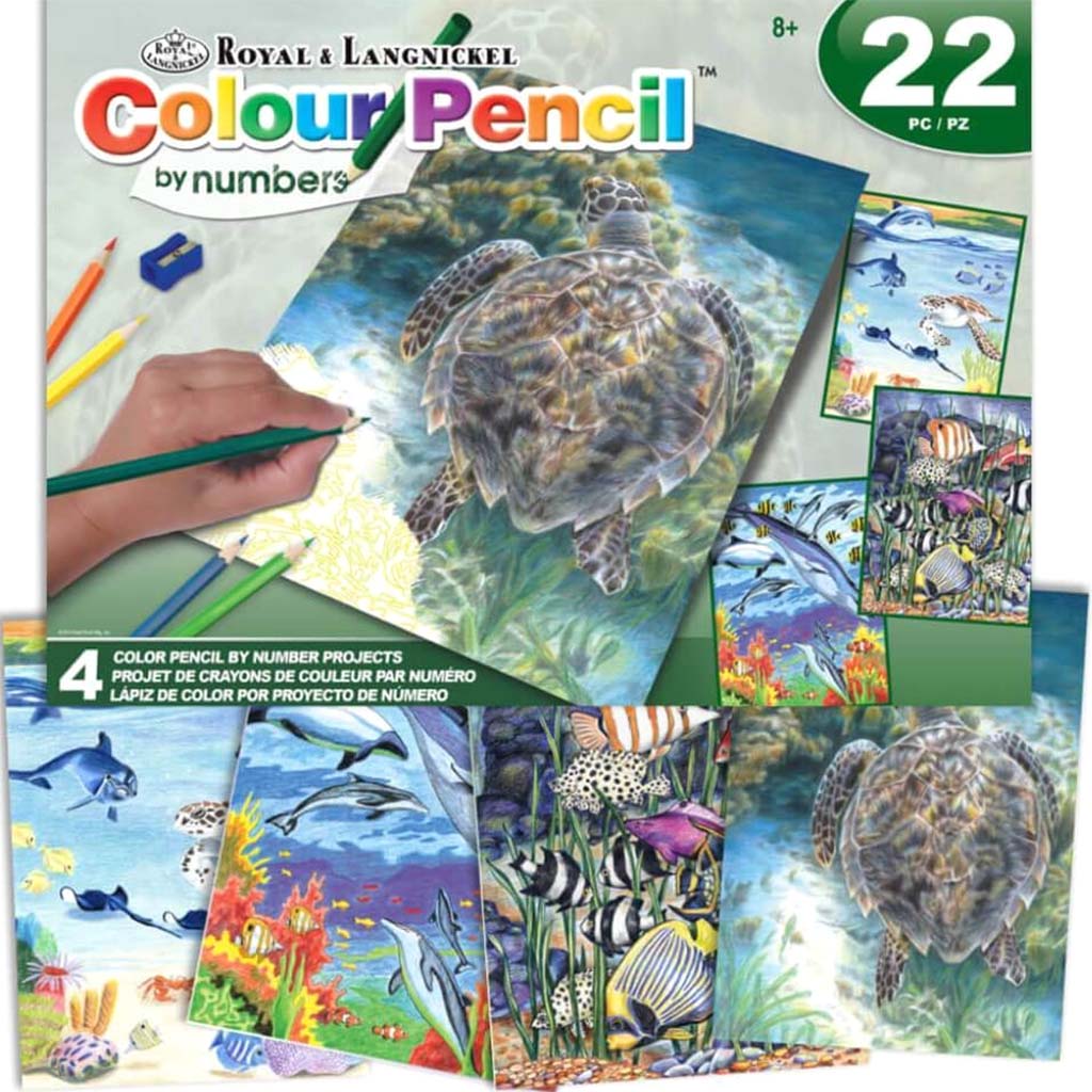 Color Pencil By Numbers Box Set Sea Life 