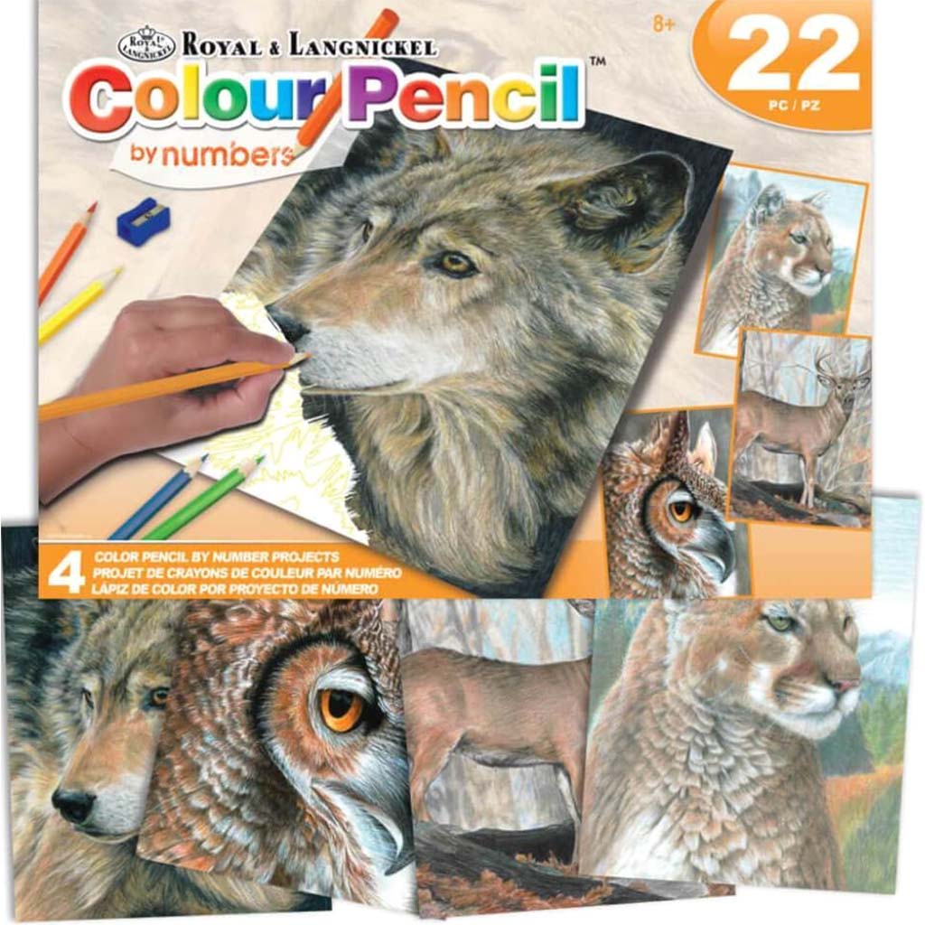 Color Pencil By Numbers Box Set Wildlife 