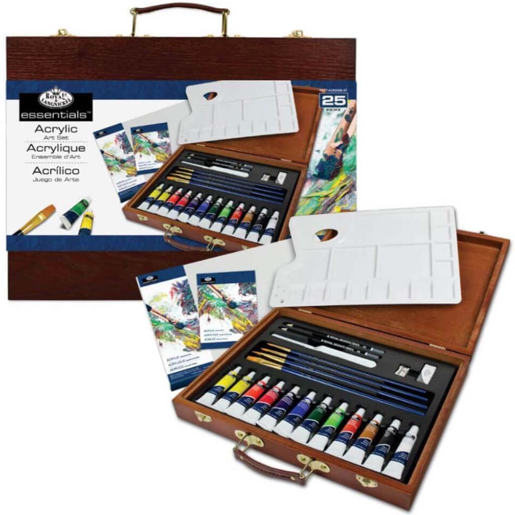 Acrylic Painting Wooden Box Art Set 25pc 