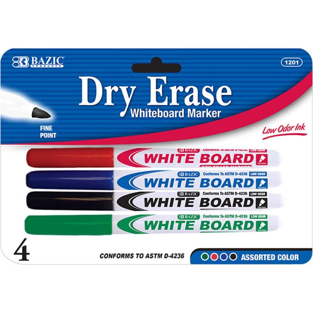 Dry Erase Whiteboard Markers Fine Tip 4ct 