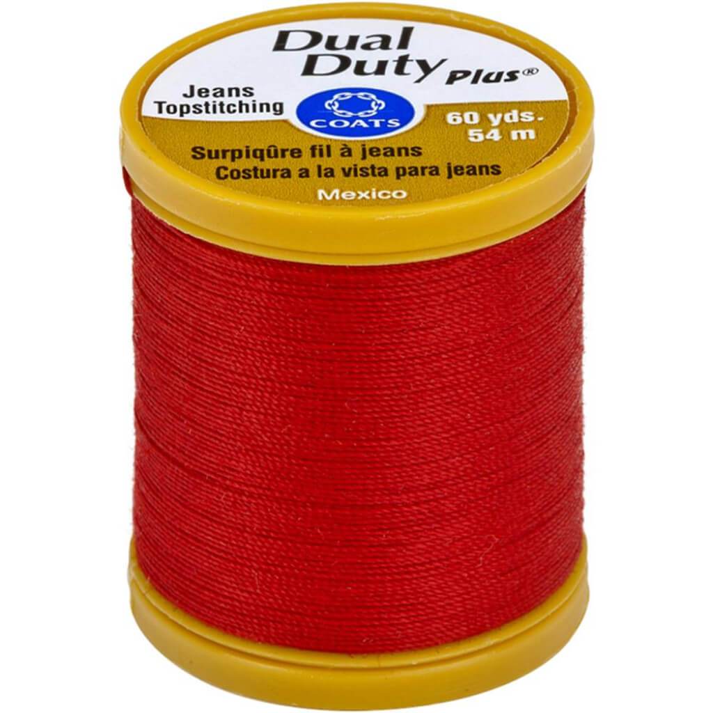 Coats Dual Duty Plus Jean &amp; Topstitching Thread 60yd Red