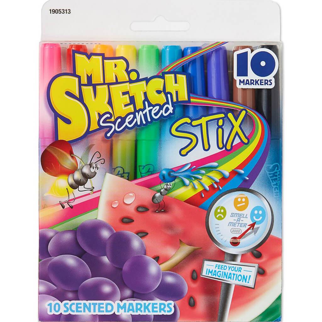 Mr Sketch Premium Scented Stix Watercolor Marker Fine Tip Assorted 10pcs