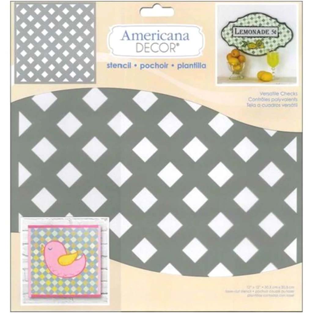 Americana Decor Stencil Versatile Check 12in x 12in