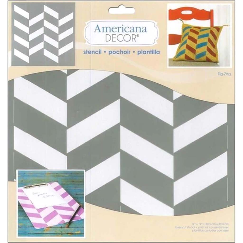 Americana Decor Stencil Zig Zag 12in x 12in