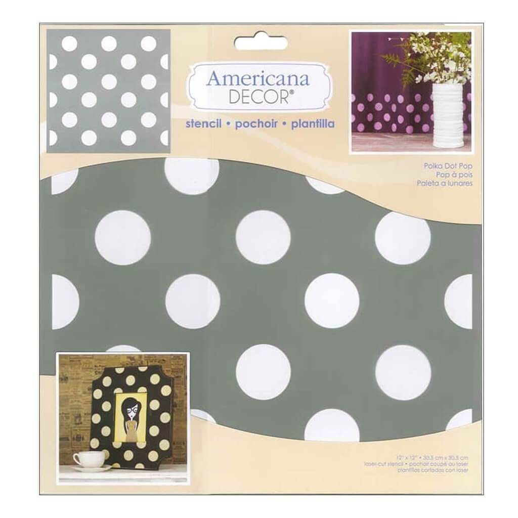 AMERICANA DECOR STENCIL POLKA DOT POP 12IN X 12IN