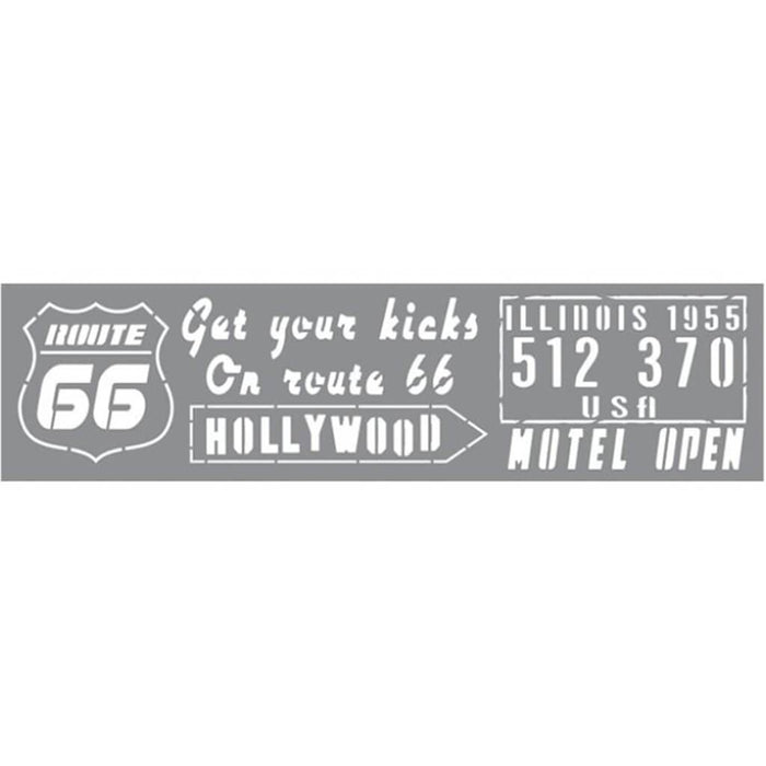 ANDY SKINNER STENCIL ROUTE 66 12IN X 3IN