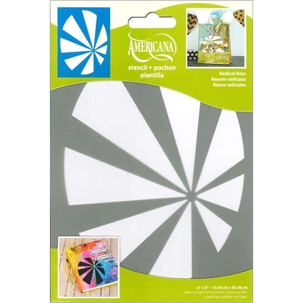 Americana Mixed Media Stencil Radical Rays 6in x 8in