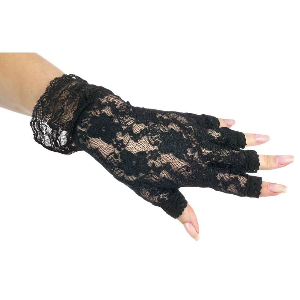 Black Fingerless Lace Gloves 