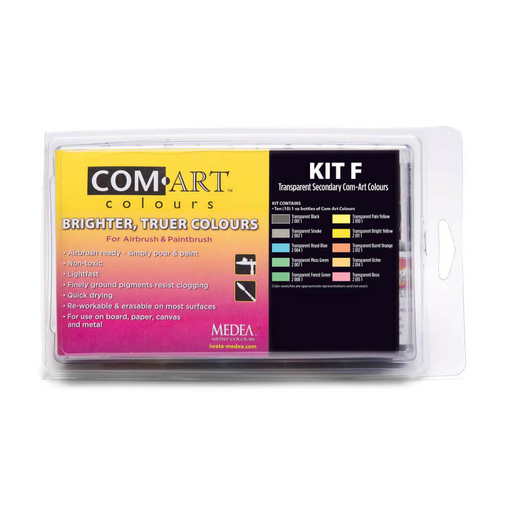 Iwata Kit F COM-ART 10 Colors Clear Airbrush 28ml