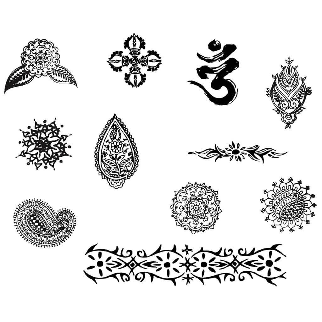 Temporary Tattoo Multiples Transfer Sheet Instant Henna Black