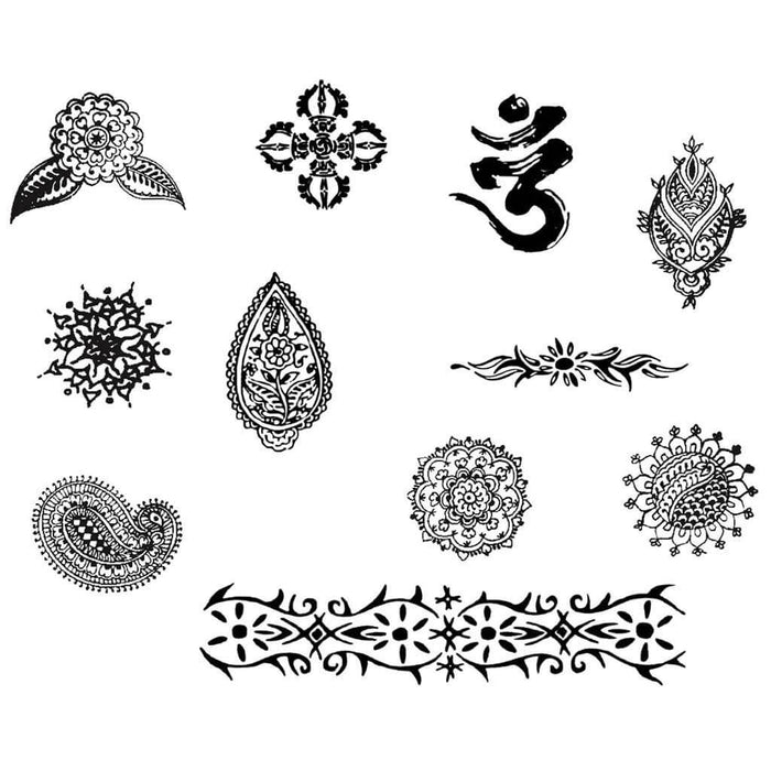 Temporary Tattoo Multiples Transfer Sheet Instant Henna Black