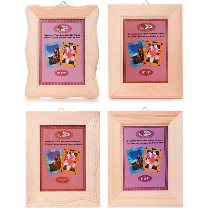 Wall Frame - Wood - Natural - 5 x 7 inches - 4 Assorted Styles