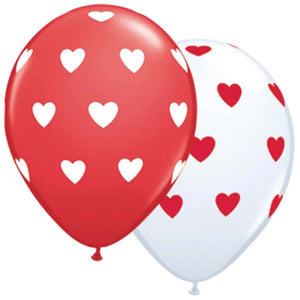 Big Hearts Red & White Assorted 11in 