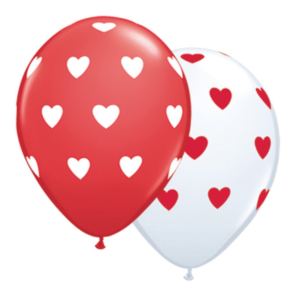Big Hearts Red & White Assorted 11in 