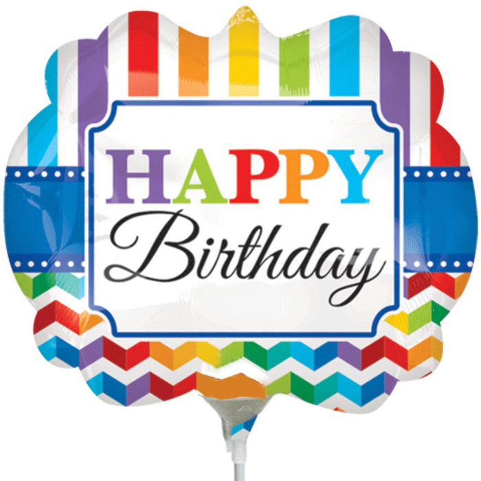 Birthday Bright Stripe & Chevron Mini Shape 
