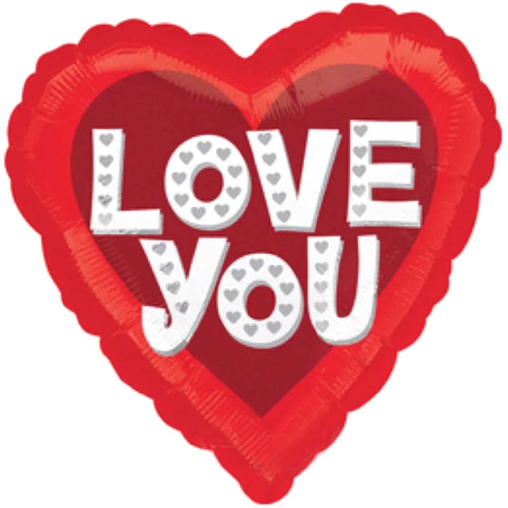 Love You Silver Hearts Foil Balloon Hx 28in 