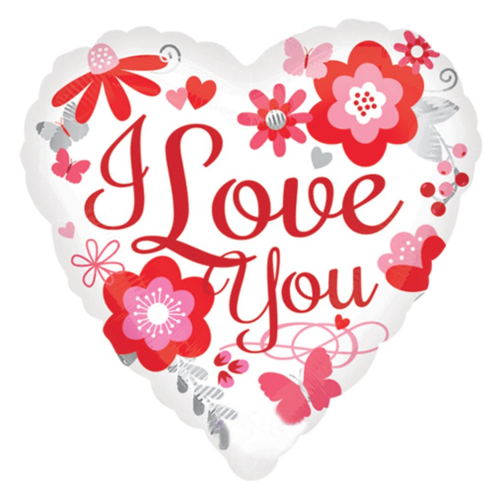 Jumbo I Love You Floral Balloon 28in