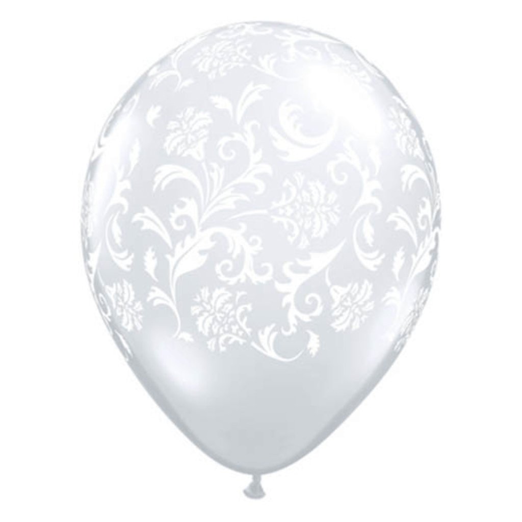 Latex Balloon Damask Around Diamond Clear 11in