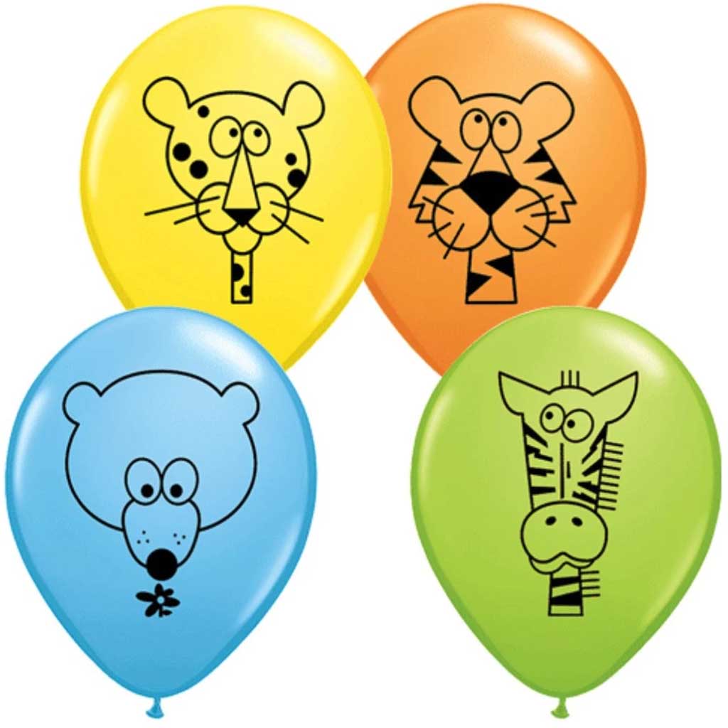 Latex Balloon Jungle Animal Assortment 11in 