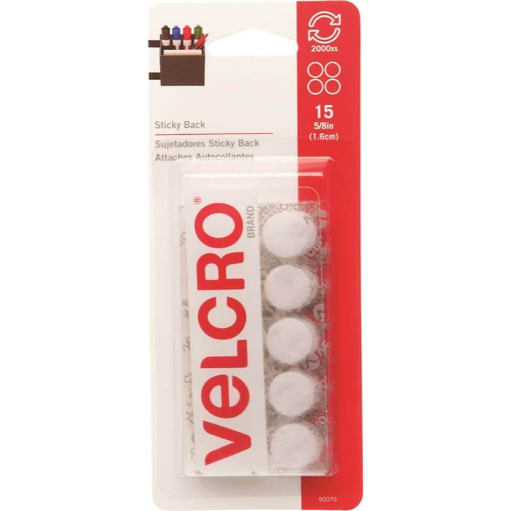 Velcro Brand Fastener Sticky Back Coin White 5/8in