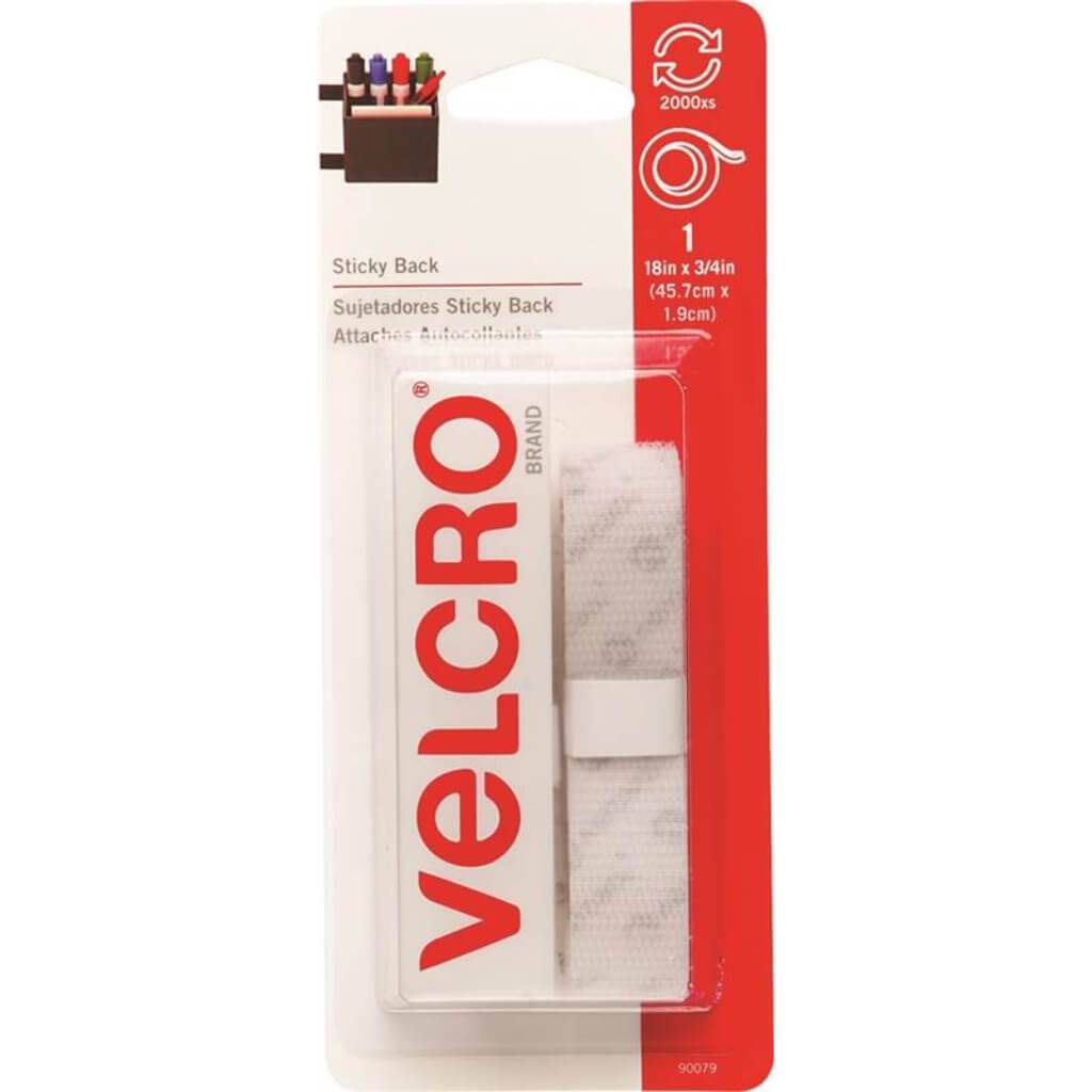 Velcro Sticky Back 18in x 3/4in White