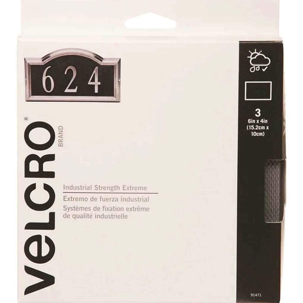 VELCRO BRAND INDUSTRIAL STRENGTH EXTREME 6&quot;X4&quot; 3PCS 