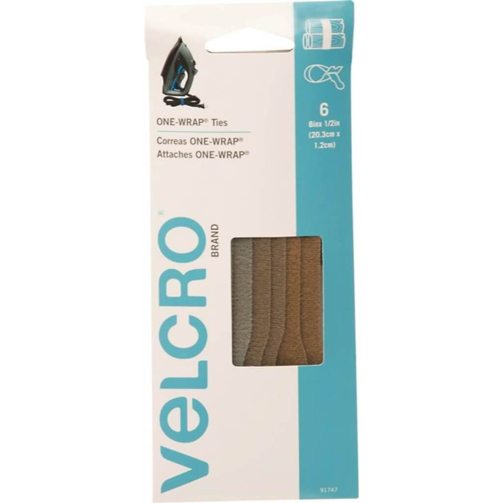 Velcro One-Wrap Military Multi-Color Ties 8in x 1/2in Pack of 6