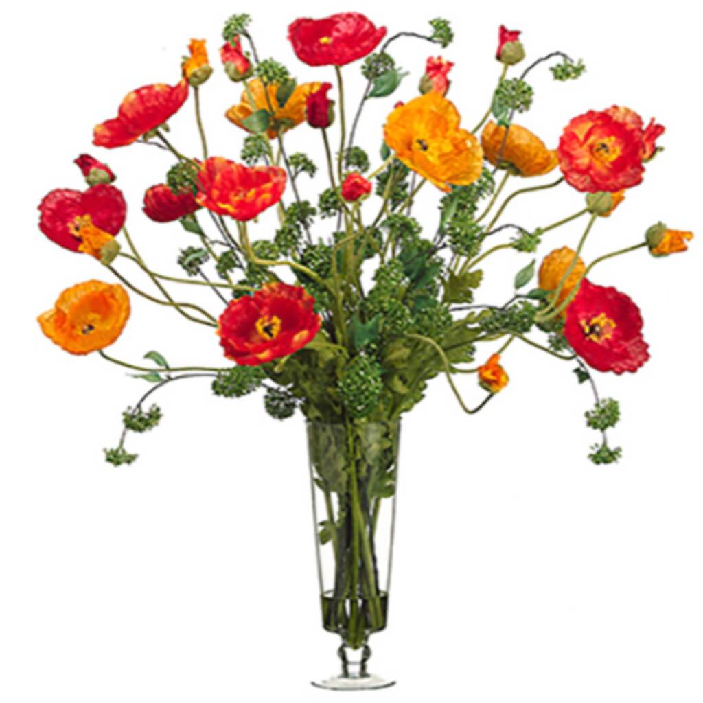 LG POPPY IN VASE 37inH x 39inW x 39inL 