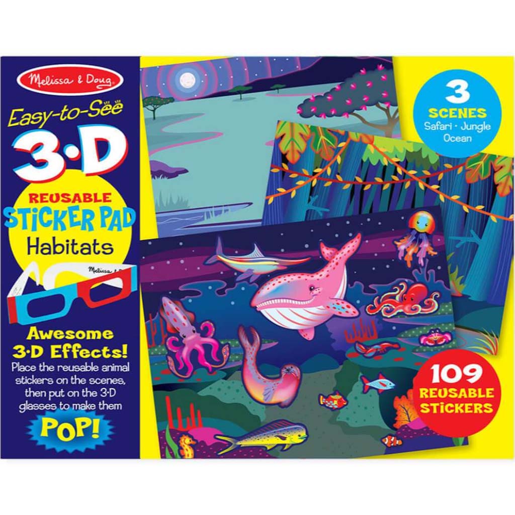 Easy-To-See 3-D Reusable Sticker Pad - Habitats 