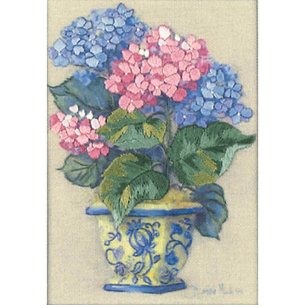 Dimensions/Jiffy Mini Crewel Kit 5in x 7in Colorful Hydrangeas-Stitched In Thread