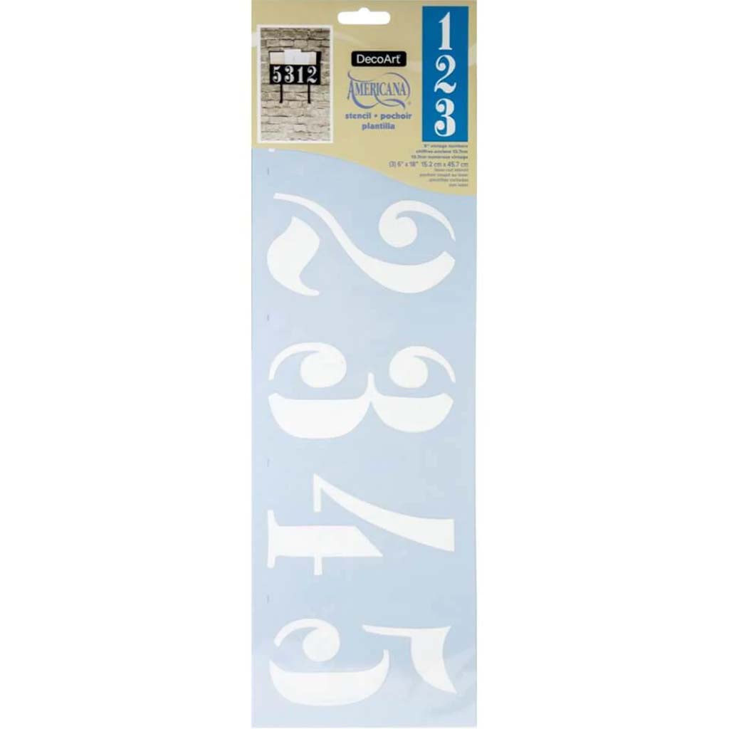 Americana Stencil Home Decor Vintage Number 6in x 18in