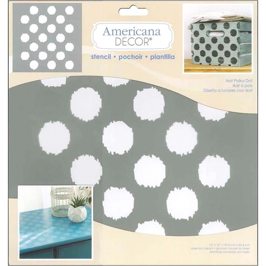 Americana Decor Stencil Ikat Polka Dot 12in x 12in