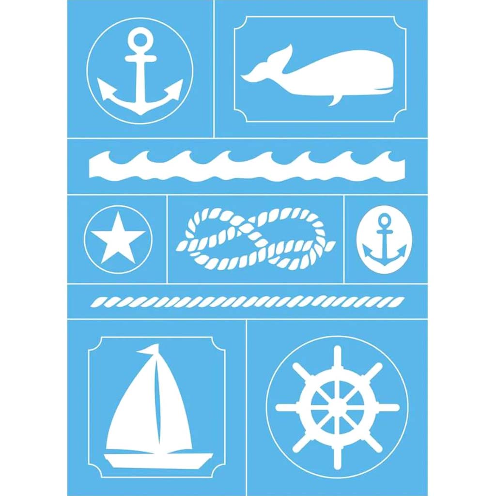 Reusable Stick on Stencil Anchors Away 8in X 11in