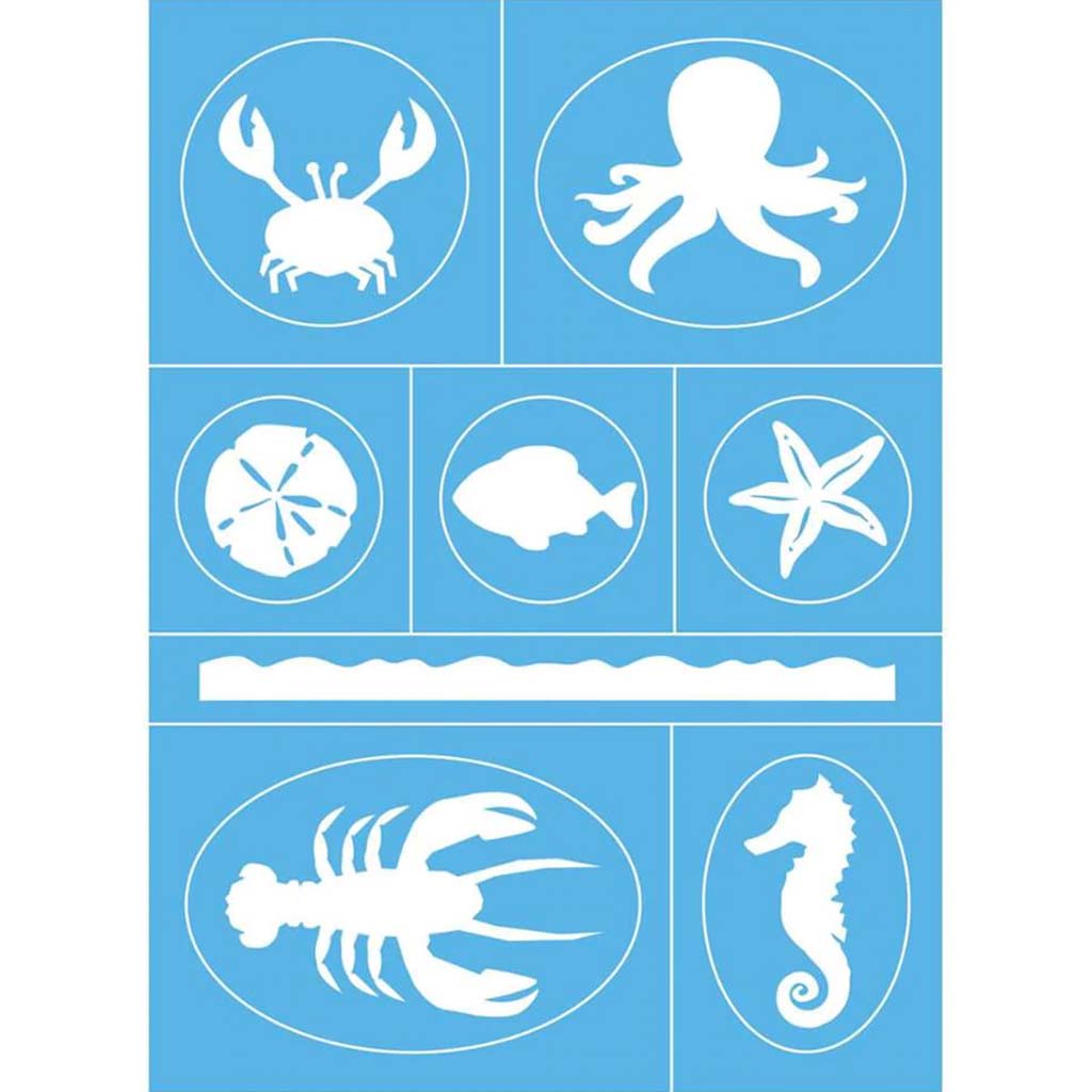 Reusable Stick on Stencil Sea Life 8in x 11in