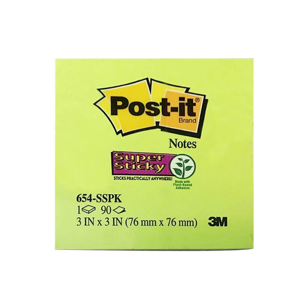 Post-it® Super Sticky Notes, 76 x 76 mm, Assorted Colours, 654-SSPK