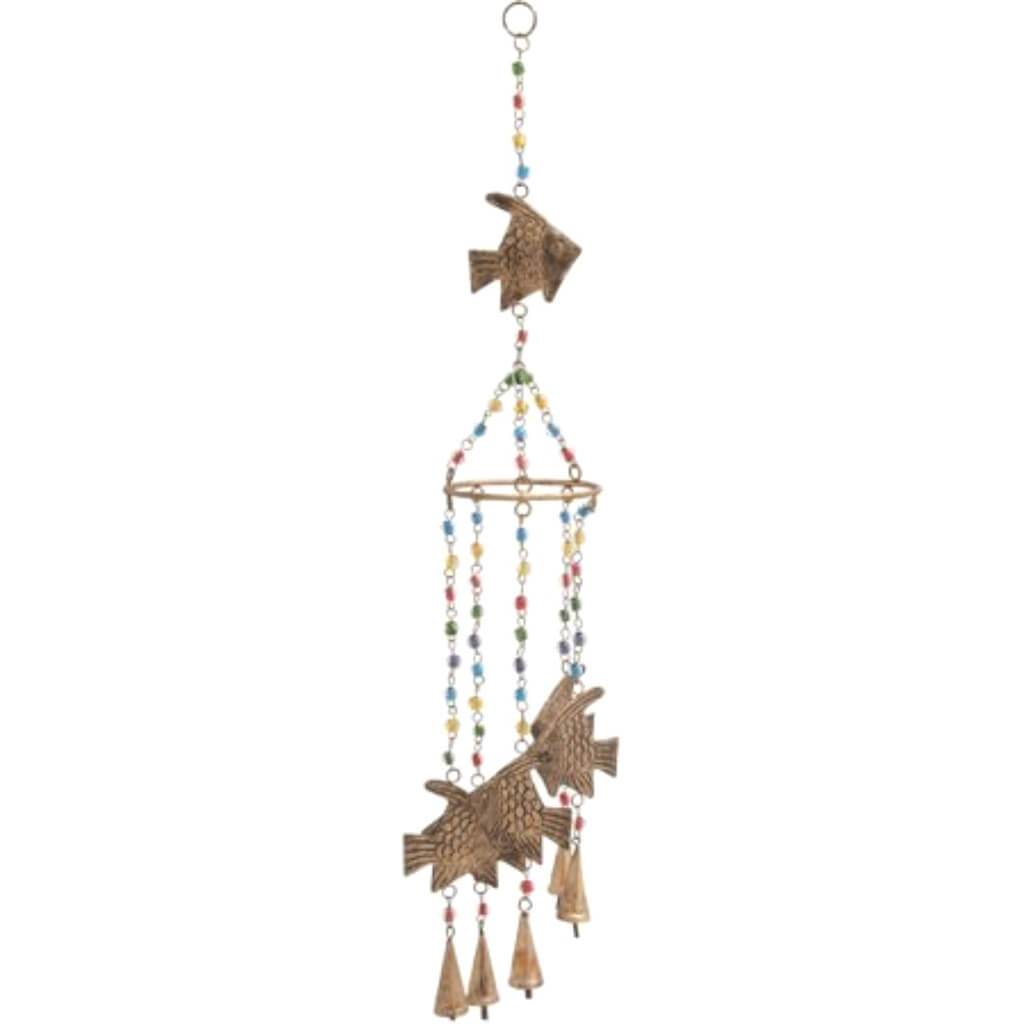 Metal Glass Fish Windchime 5 in by 34 in