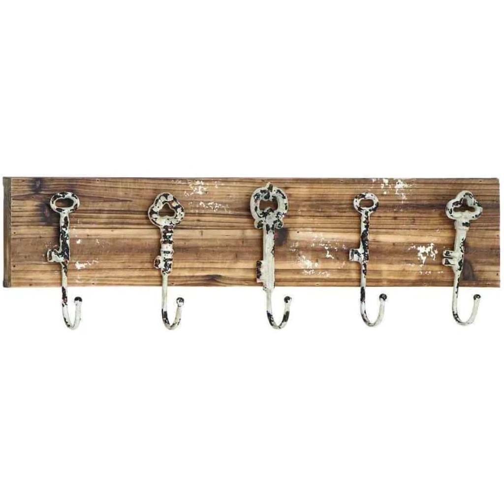 Metal Keys Coat Rack, Wood Gray