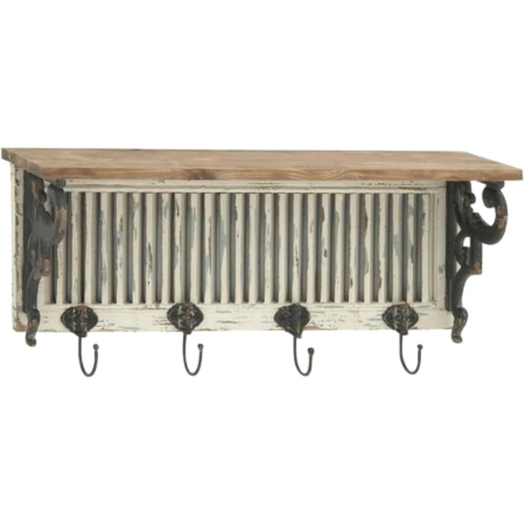 Wood Metal Wall Shelf Hook 25 in by 11 in